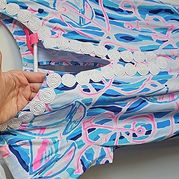 Lilly Pulitzer Rebel Skort Dress Romper In Skim Bkue Reel Nautical Anchors XS - Picture 5 of 11